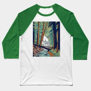 Cascade Falls in Moran State Park on Orcas Island Washington State WPA Poster Art Baseball T-Shirt